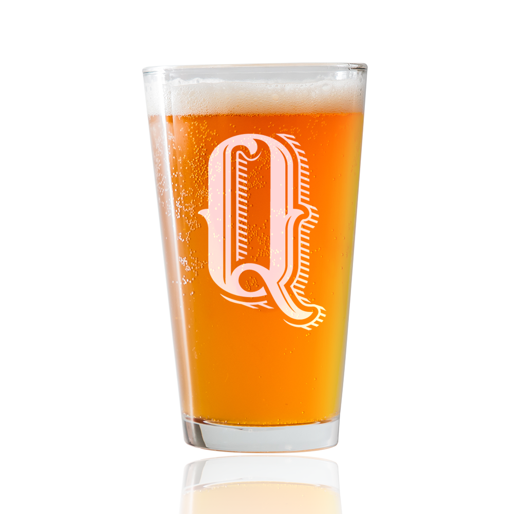 Monogram Q  Beer Pint Glass