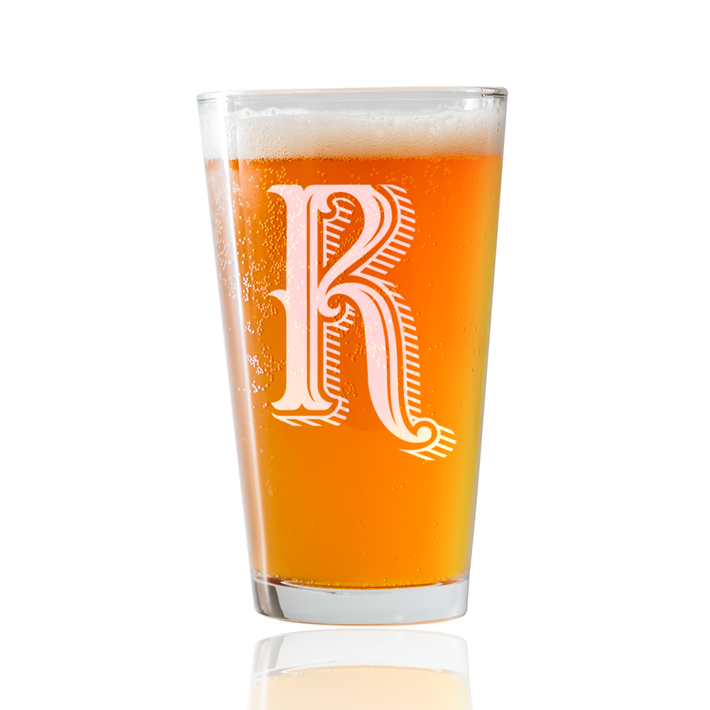 Monogram R  Beer Pint Glass