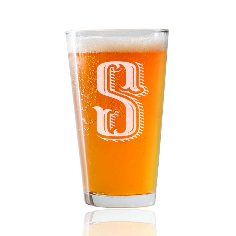 Monogram S  Beer Pint Glass