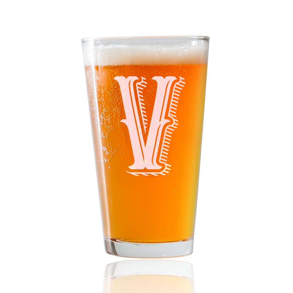 Monogram V  Beer Pint Glass