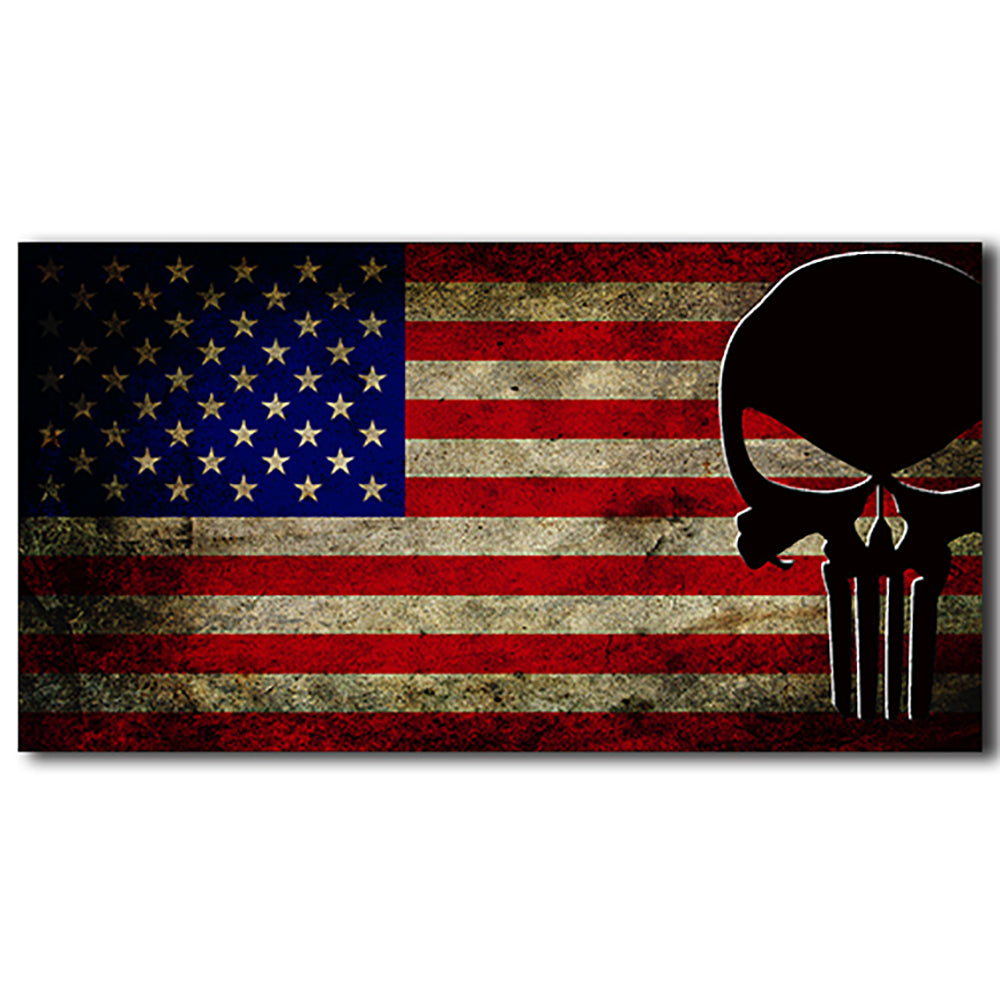 American U.S.A. Flag Distressed Punisher Skull Sticker Decal Murica Large 8" Sticker 
