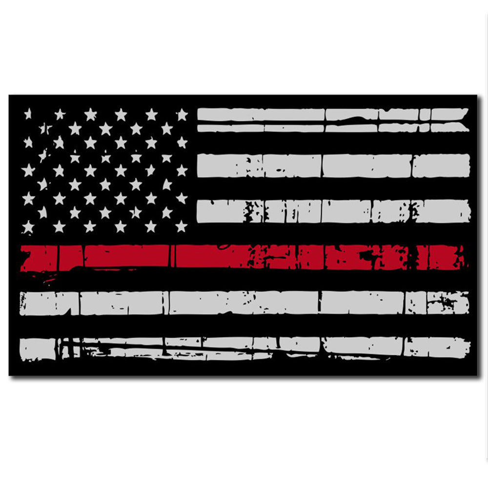 Red Line Fire Dept. Distressed American Flag Tattered Sticker Decal Sticker 