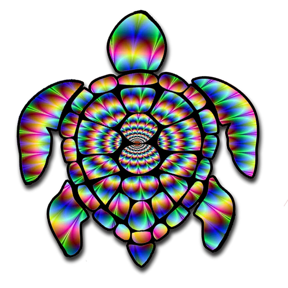 Sea Turtle Trippy Hippy Design Tye-Dye Graphics Hawaii Turtle Sticker Large 8" Sticker 