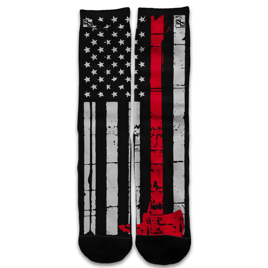  Fire Thin Red Line Subdued Flag Universal Socks