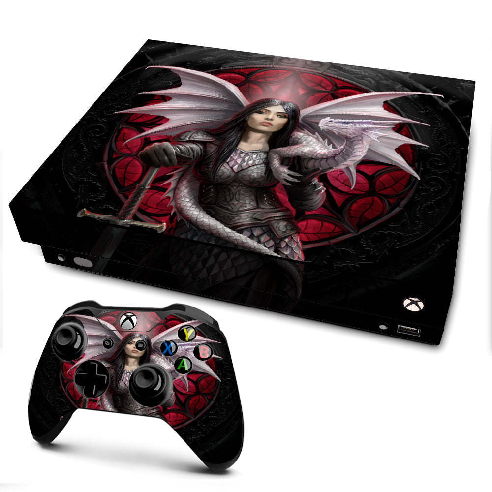 Anne Stokes Valour | Skin Decal Vinyl Wrap for xBox One X Console & Controller