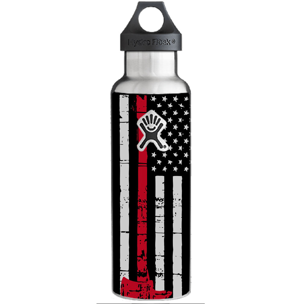  Red Line Distressed American Flag Fire Axe Hydroflask 21 oz Standard Mouth Skin