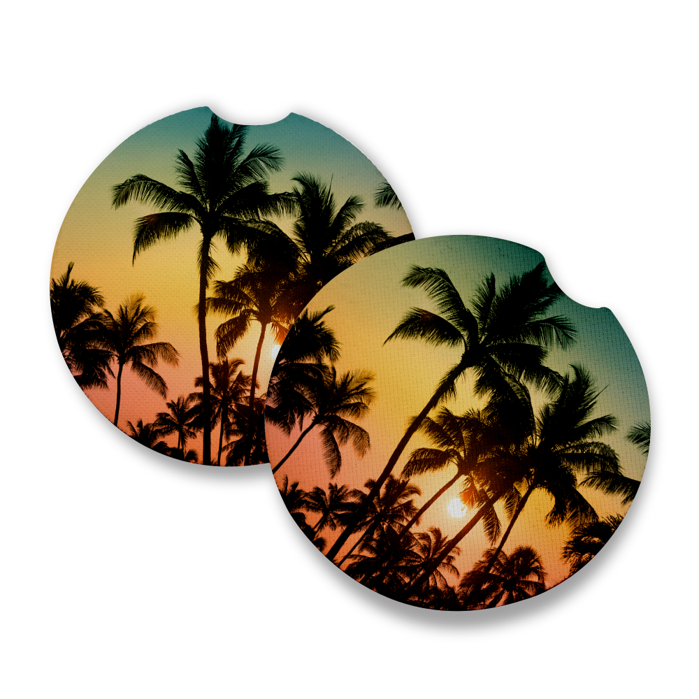 Palm Tree Sunset Car Coaster