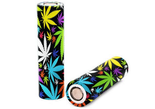 Color Weed Pot Leaf Leaves Gonja Battery Wrap Skin For Your 18650 Vape Batteries 2Xpcs Itsaskin 18650 Battery Wraps Skin