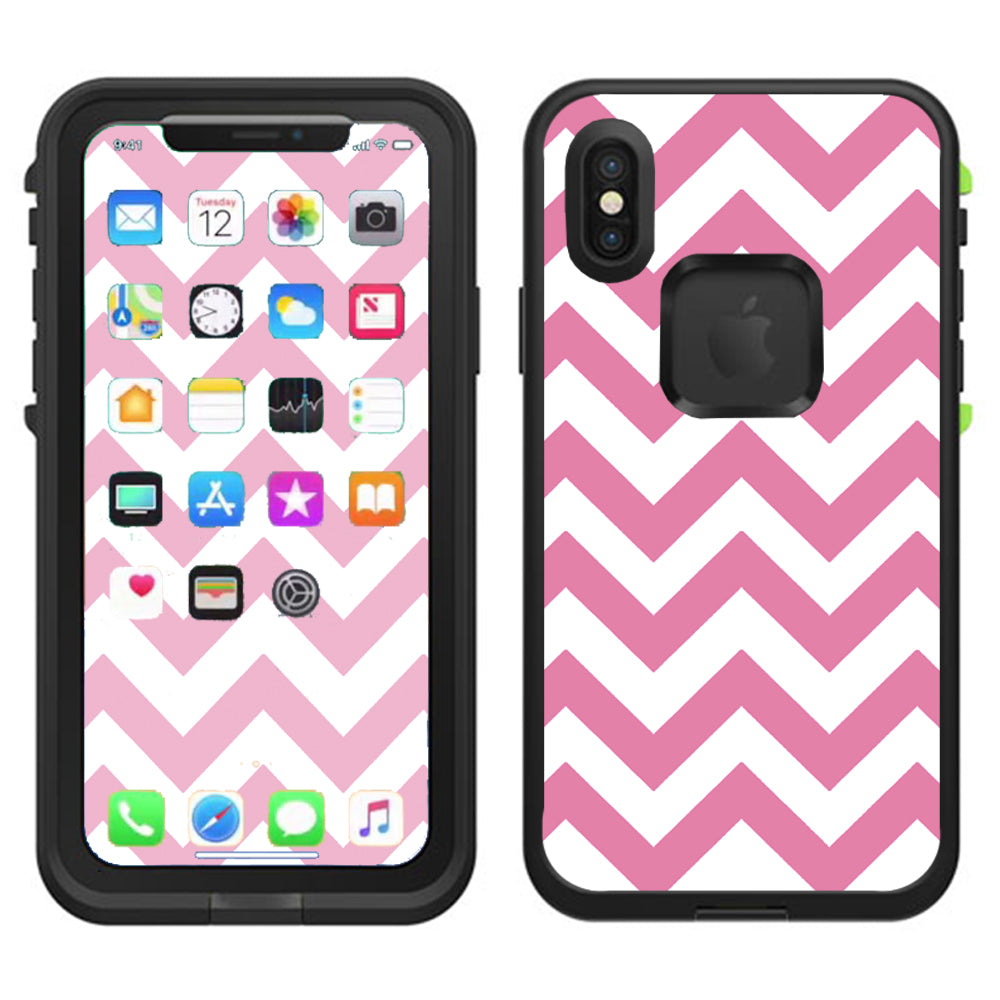  Pink Chevron Lifeproof Fre Case iPhone X Skin
