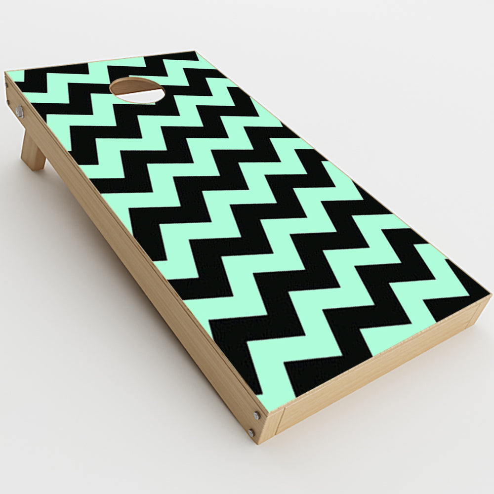  Teal And Black Chevron Cornhole Game Boards  Skin