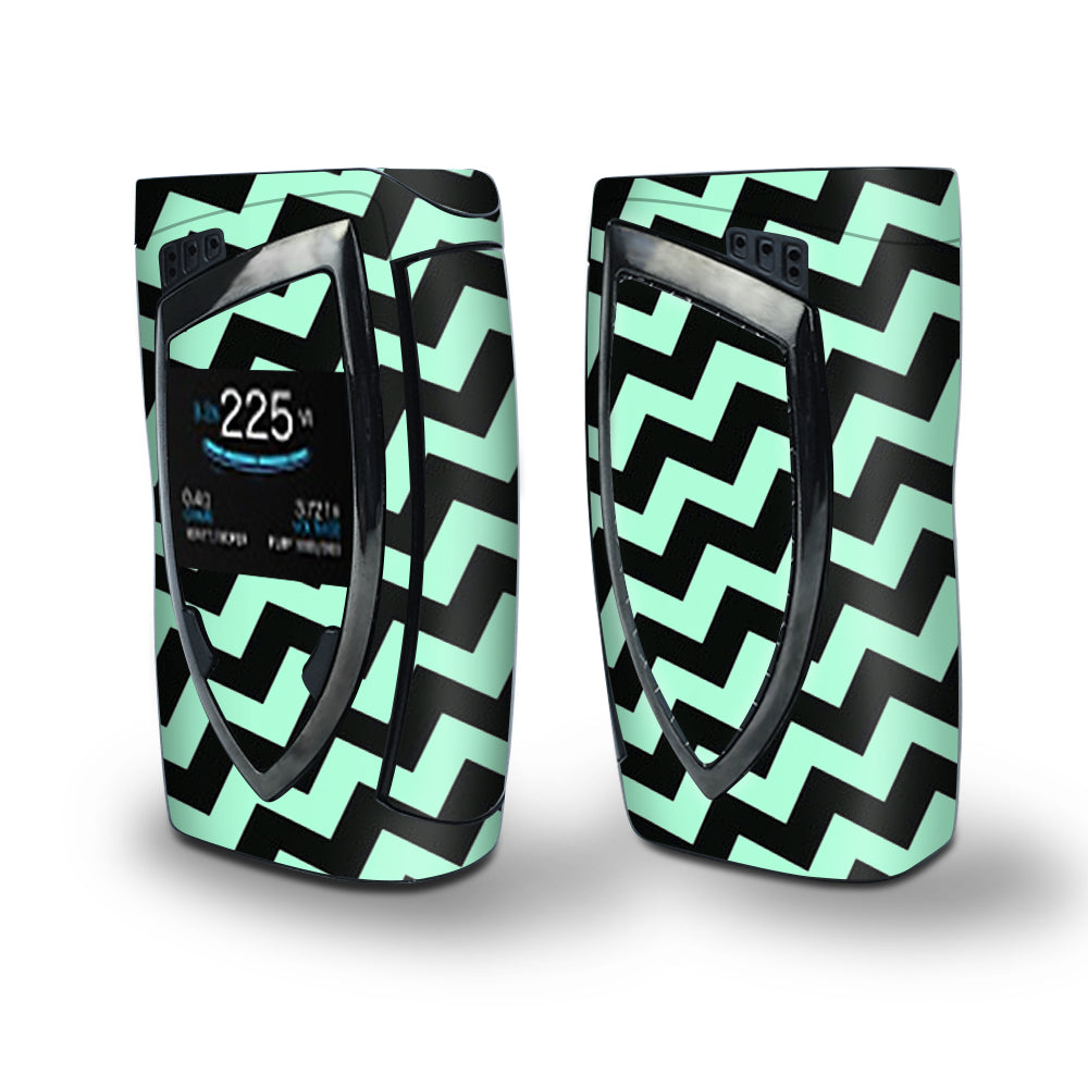 Skin Decal Vinyl Wrap for Smok Devilkin Kit 225w Vape (includes TFV12 Prince Tank Skins) skins cover / Teal and Black Chevron