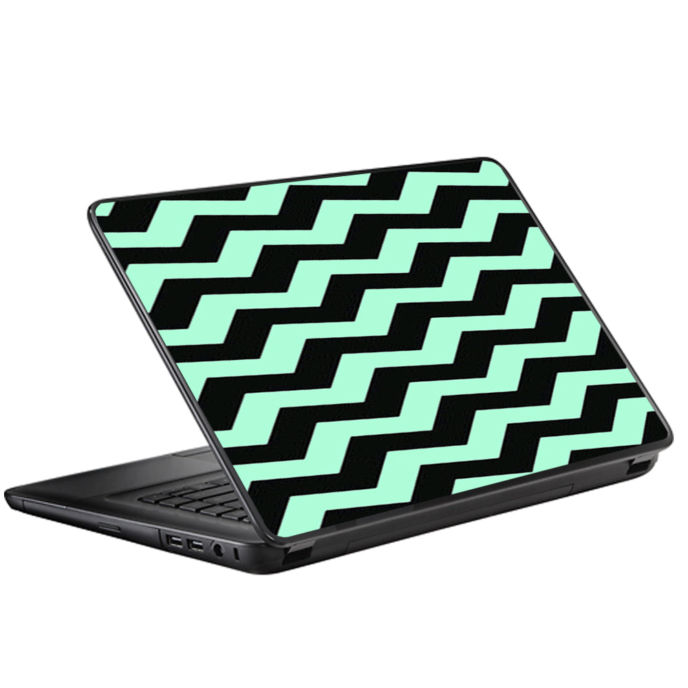  Teal And Black Chevron Universal 13 to 16 inch wide laptop Skin