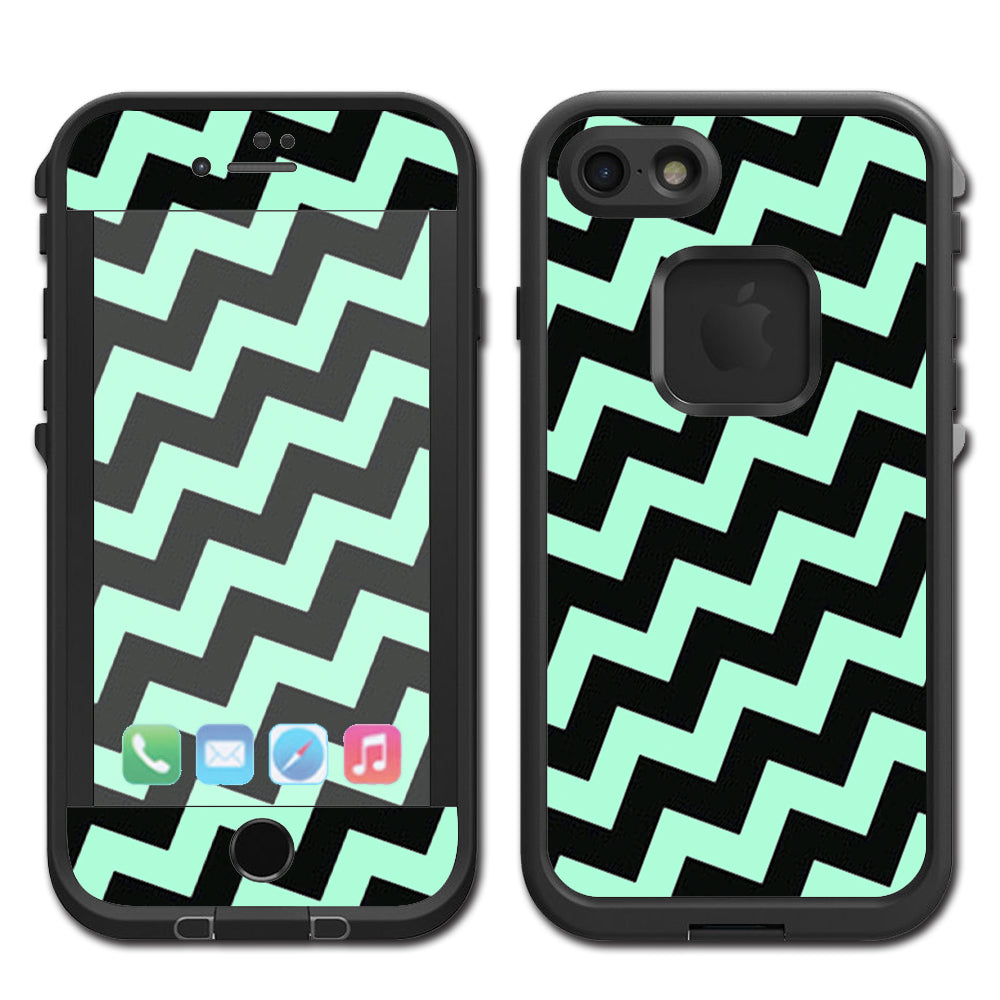  Teal And Black Chevron Lifeproof Fre iPhone 7 or iPhone 8 Skin