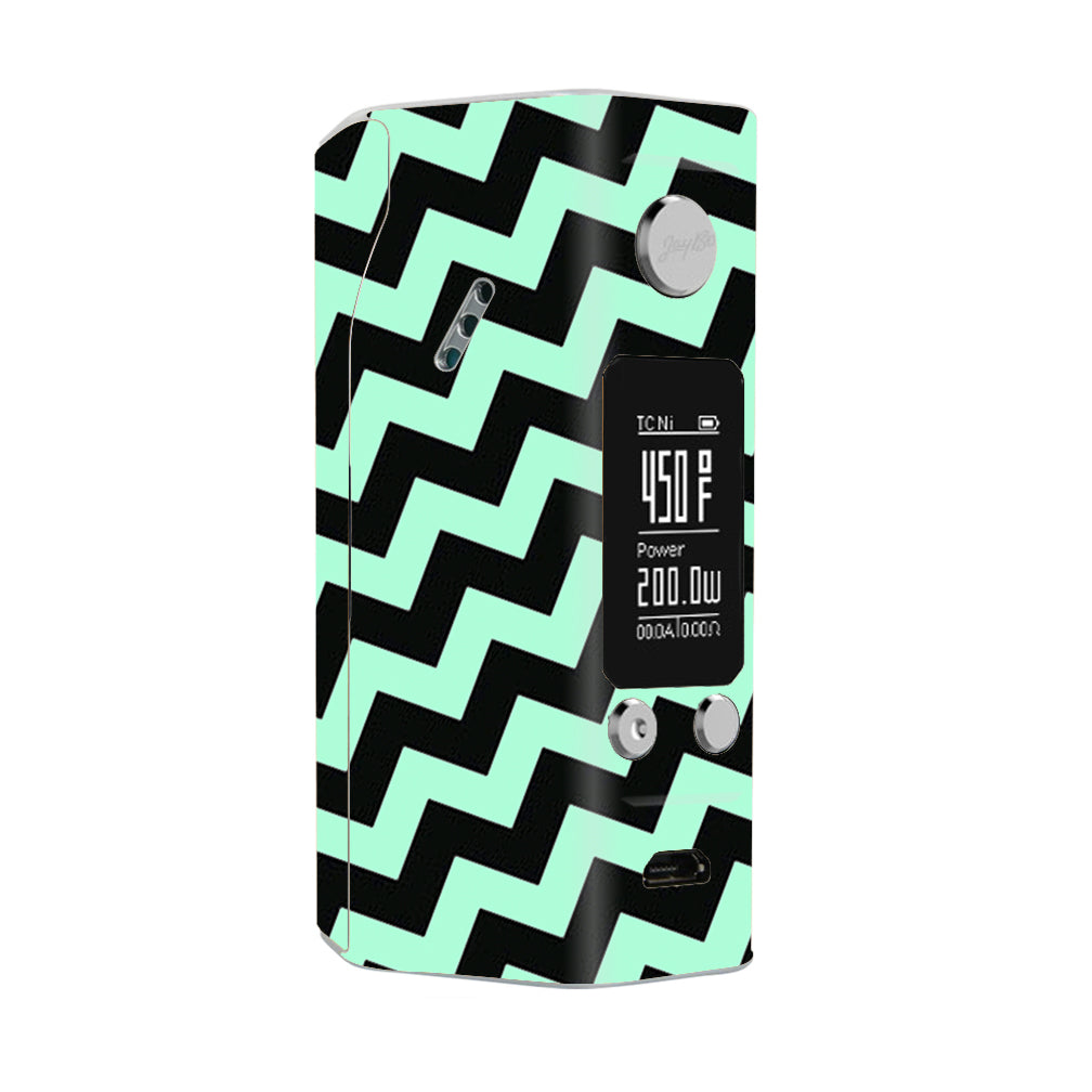  Teal And Black Chevron Wismec Reuleaux RX200S Skin
