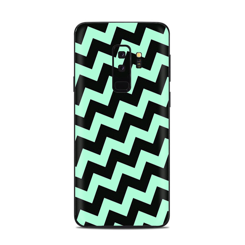  Teal And Black Chevron Samsung Galaxy S9 Plus Skin