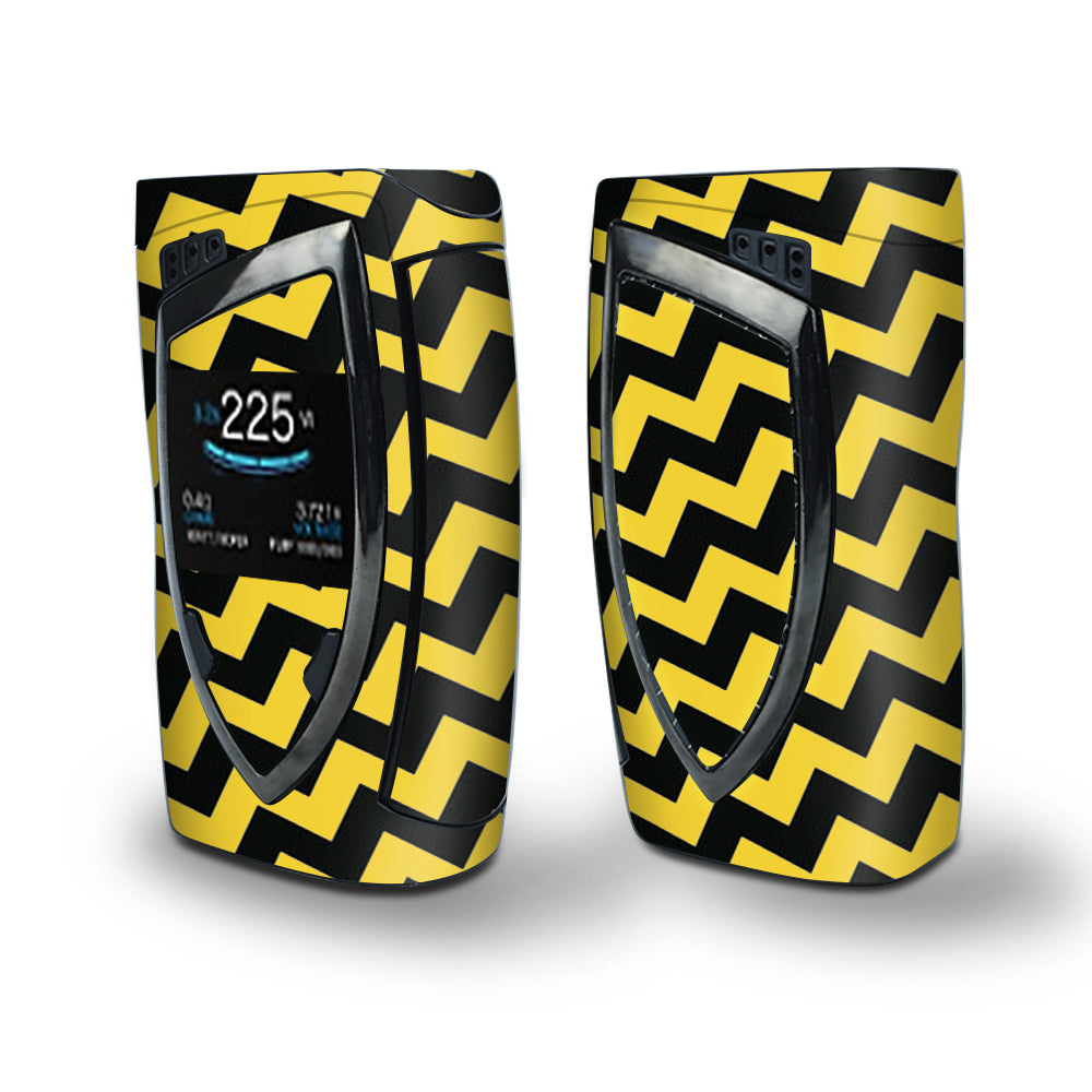 Skin Decal Vinyl Wrap for Smok Devilkin Kit 225w Vape (includes TFV12 Prince Tank Skins) skins cover / Yellow and Black Chevron