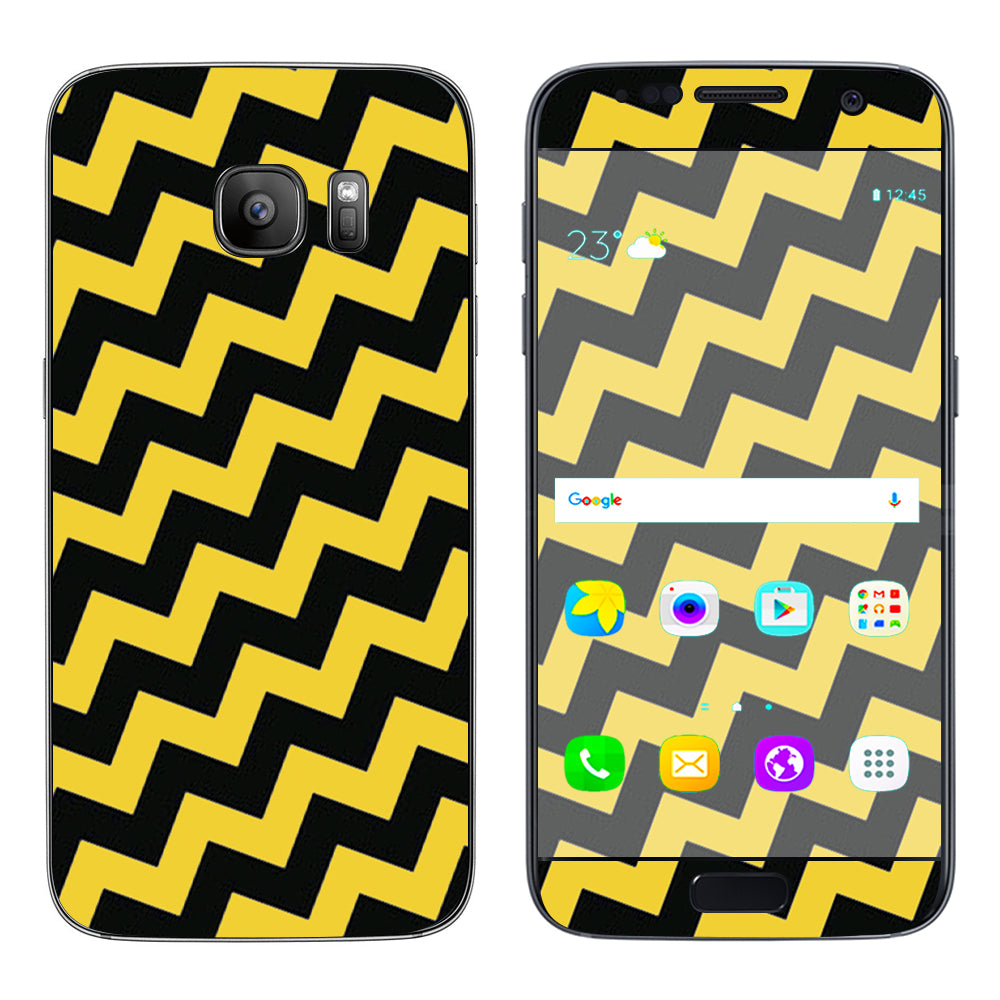  Yellow And Black Chevron Samsung Galaxy S7 Skin