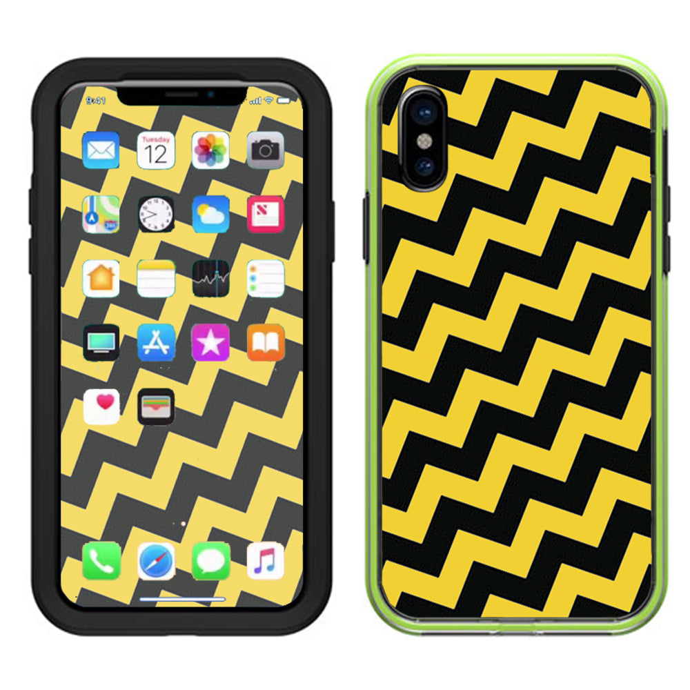  Yellow And Black Chevron Lifeproof Slam Case iPhone X Skin