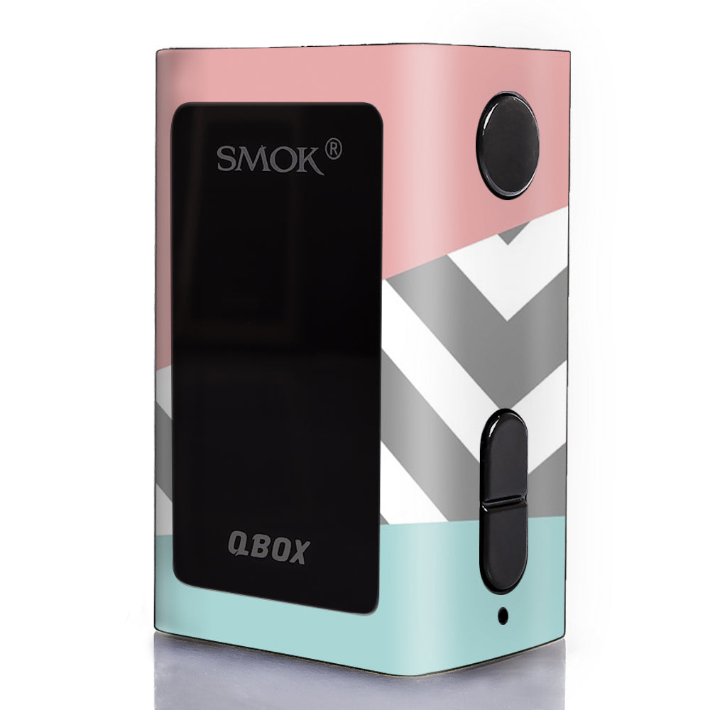  Pink Teal Gray Chevron Pattern Smok Q-Box Skin