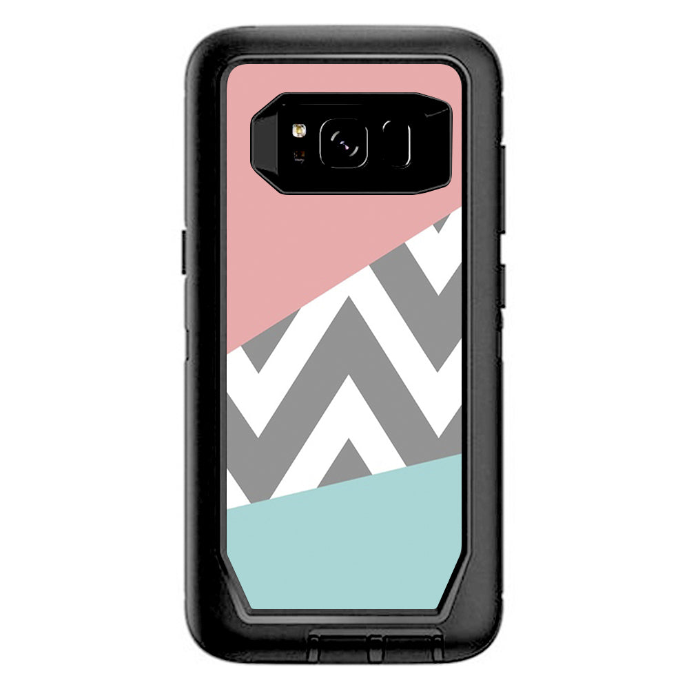  Pink Teal Gray Chevron Pattern Otterbox Defender Samsung Galaxy S8 Skin