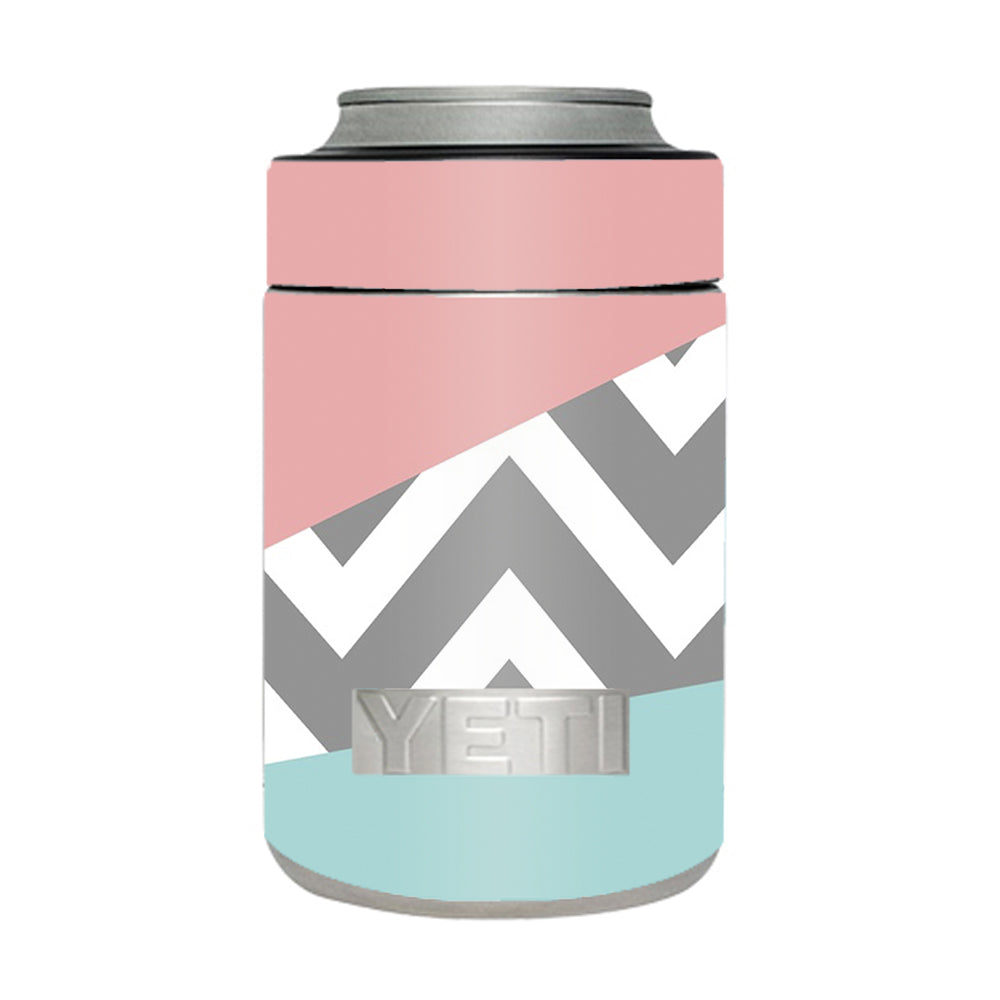  Pink Teal Gray Chevron Pattern Yeti Rambler Colster Skin
