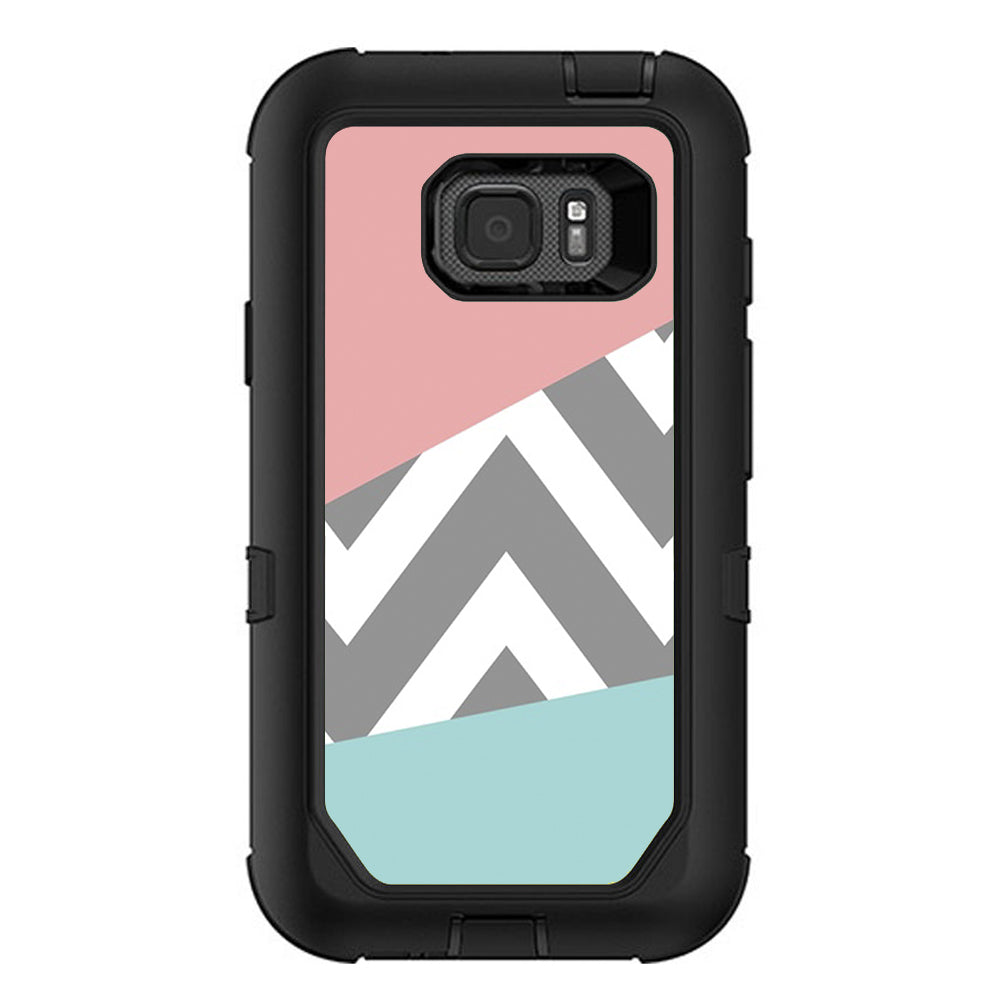  Pink Teal Gray Chevron Pattern Otterbox Defender Samsung Galaxy S7 Active Skin