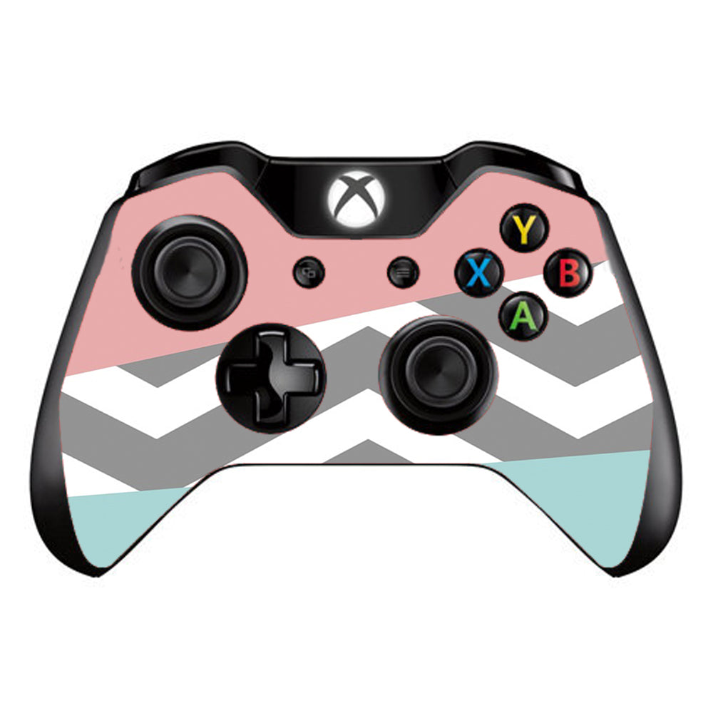  Pink Teal Gray Chevron Pattern Microsoft Xbox One Controller Skin