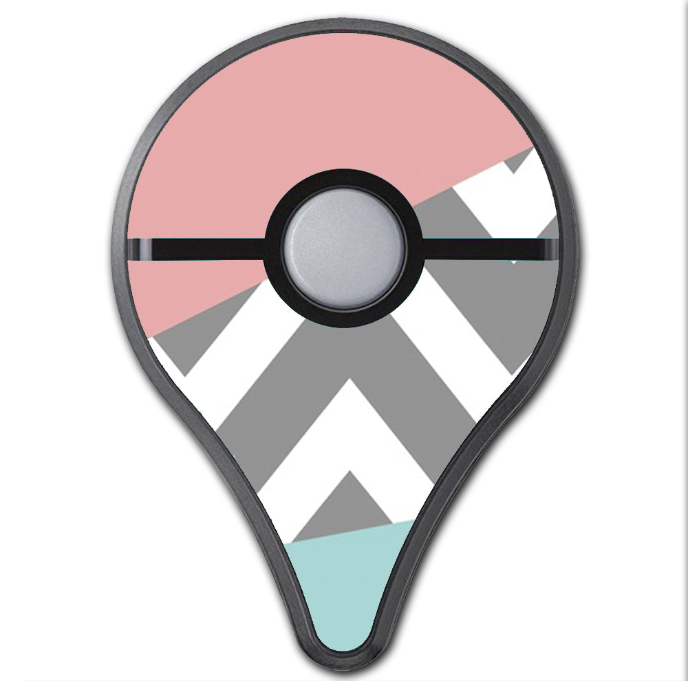  Pink Teal Gray Chevron Pattern Pokemon Go Plus Skin