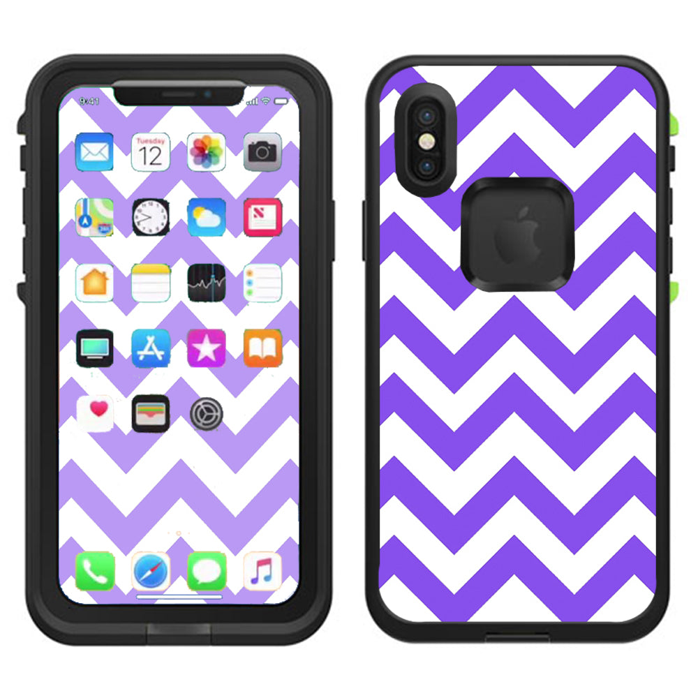  Purple Chevron Lifeproof Fre Case iPhone X Skin