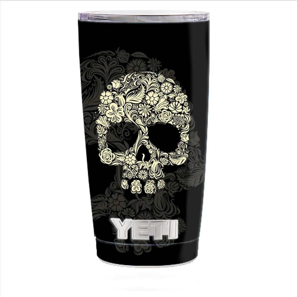  Flower Skull, Floral Skeleton Yeti 20oz Rambler Tumbler Skin