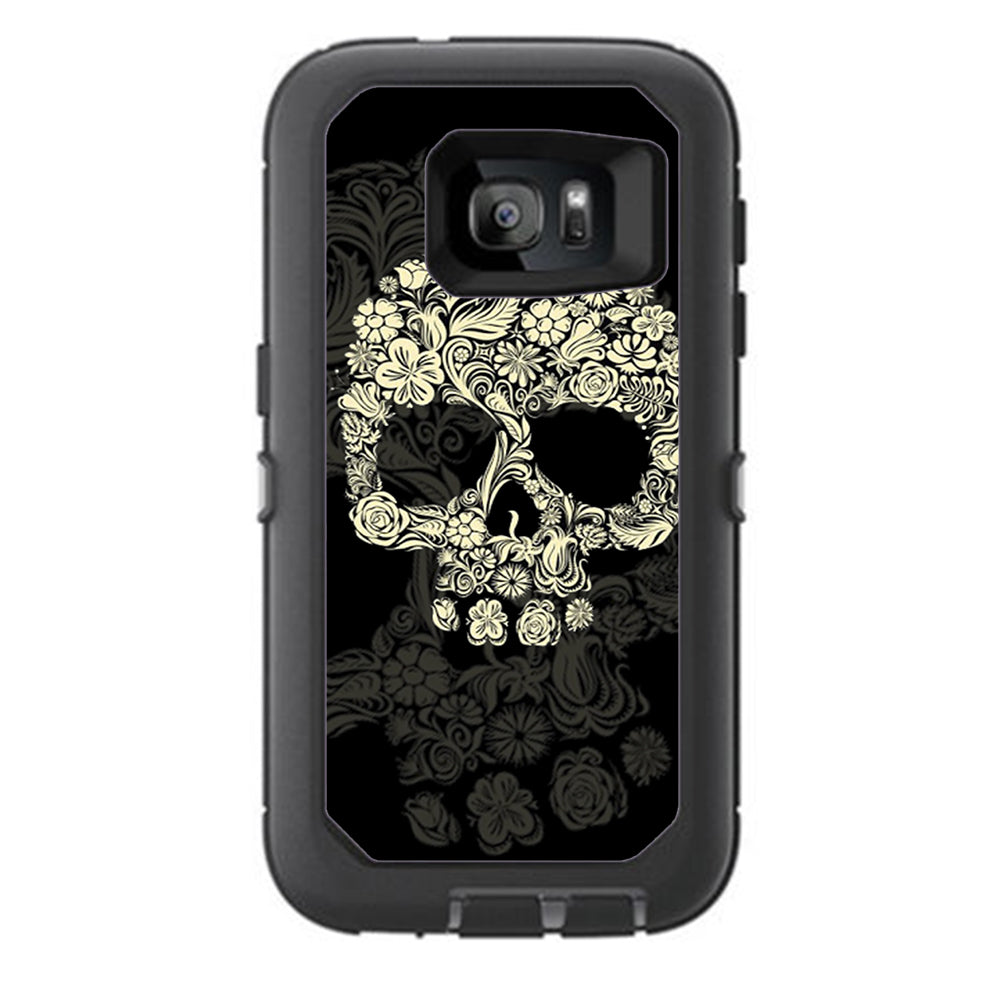 Flower Skull, Floral Skeleton Otterbox Defender Samsung Galaxy S7 Skin