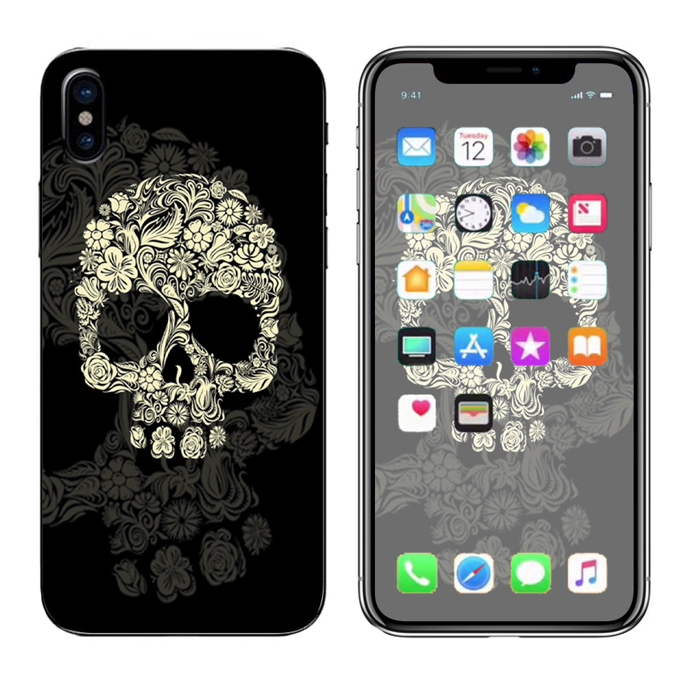  Flower Skull, Floral Skeleton Apple iPhone X Skin