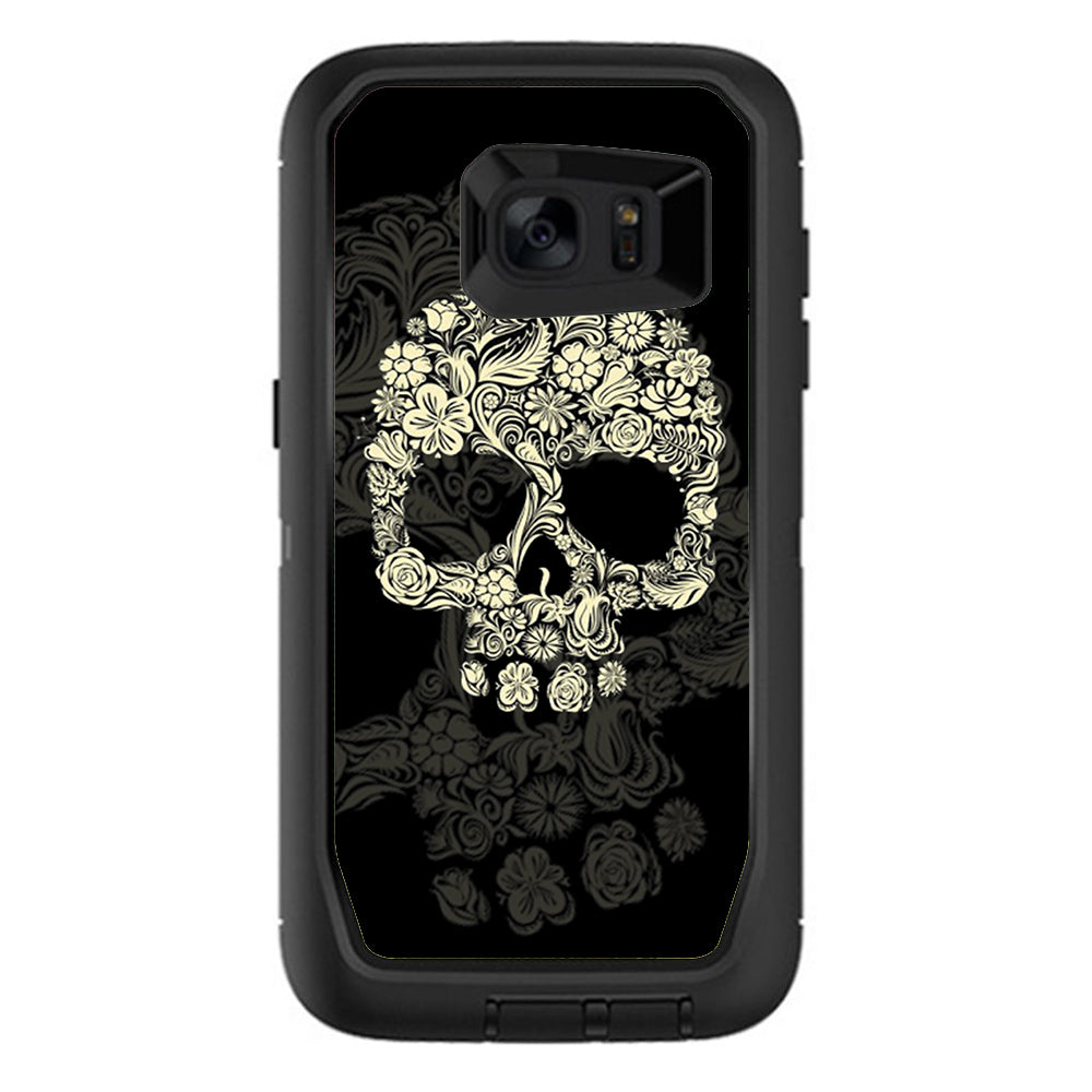  Flower Skull, Floral Skeleton Otterbox Defender Samsung Galaxy S7 Edge Skin