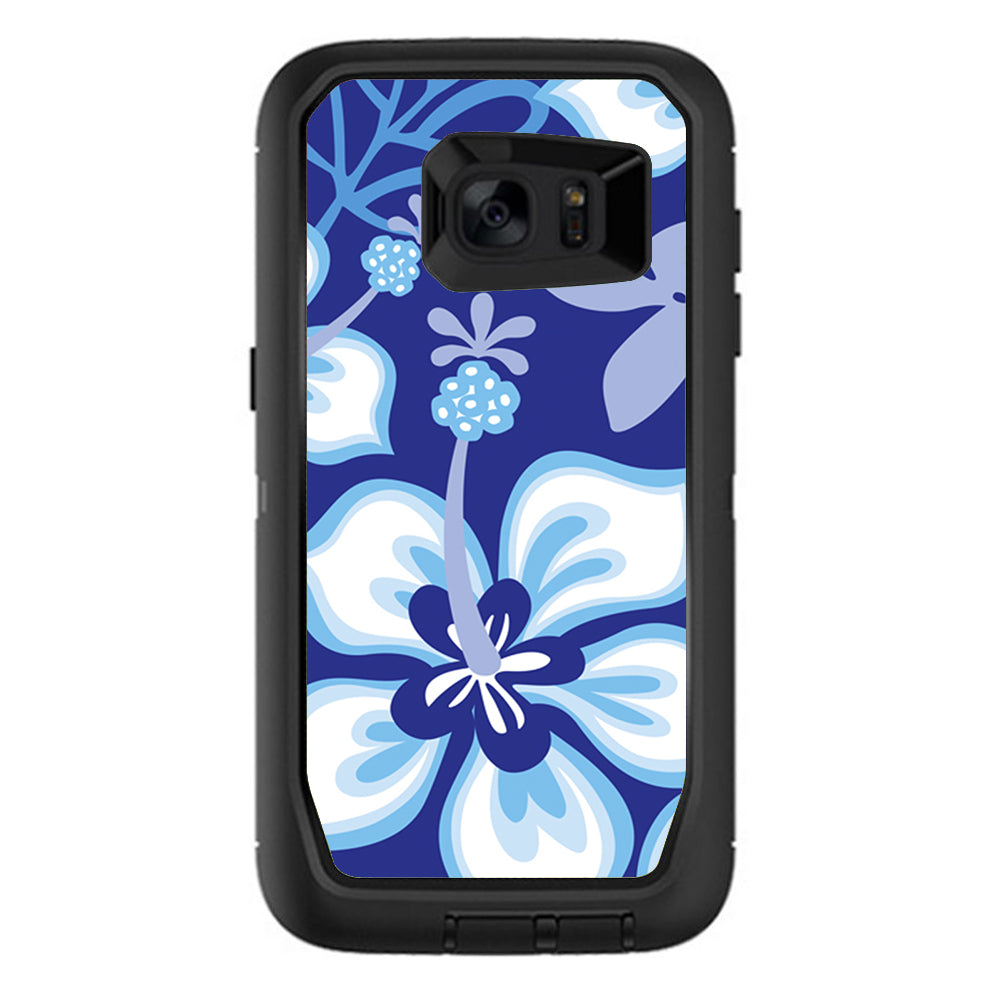  Hibiscus Hawaii Flower Blue Otterbox Defender Samsung Galaxy S7 Edge Skin