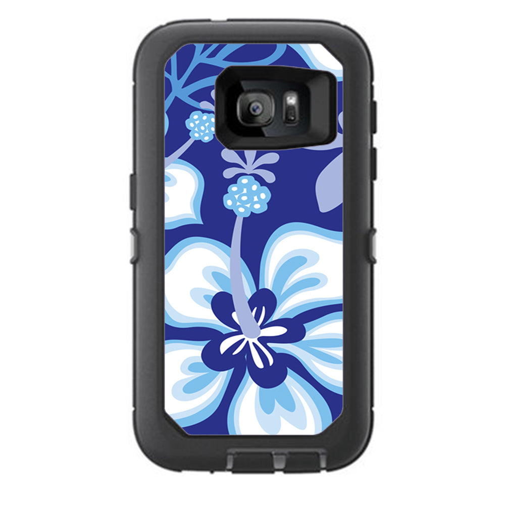  Hibiscus Hawaii Flower Blue Otterbox Defender Samsung Galaxy S7 Skin