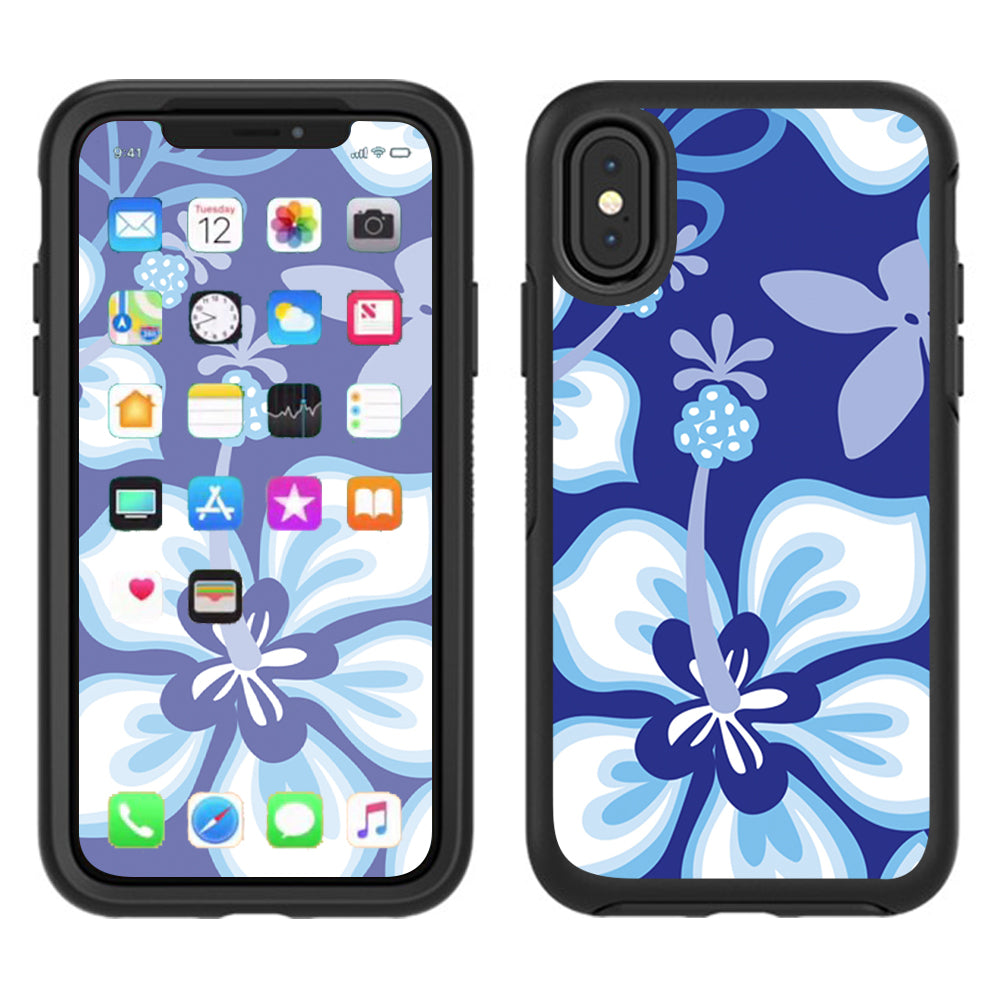  Hibiscus Hawaii Flower Blue Otterbox Defender Apple iPhone X Skin