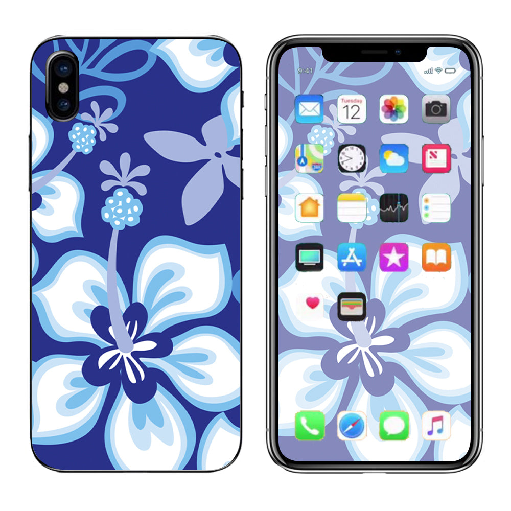  Hibiscus Hawaii Flower Blue Apple iPhone X Skin