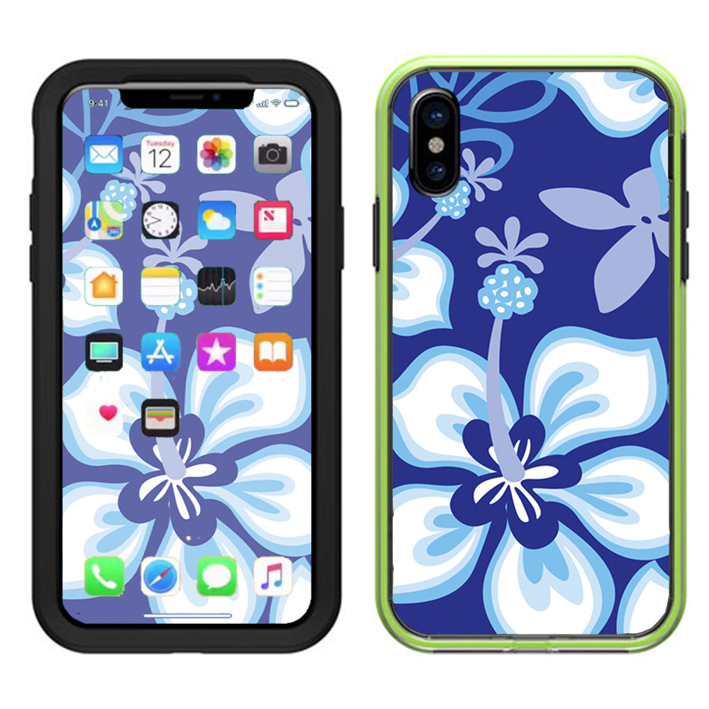  Hibiscus Hawaii Flower Blue Lifeproof Slam Case iPhone X Skin