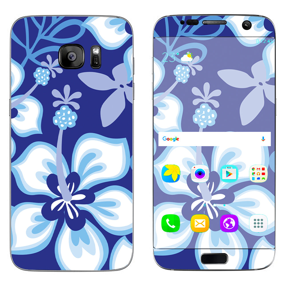 Hibiscus Hawaii Flower Blue Samsung Galaxy S7 Edge Skin