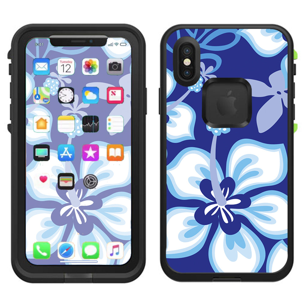  Hibiscus Hawaii Flower Blue Lifeproof Fre Case iPhone X Skin