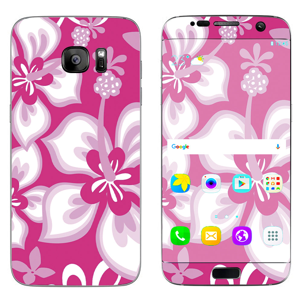  Hibiscus Tropical Flowers Pink Samsung Galaxy S7 Edge Skin