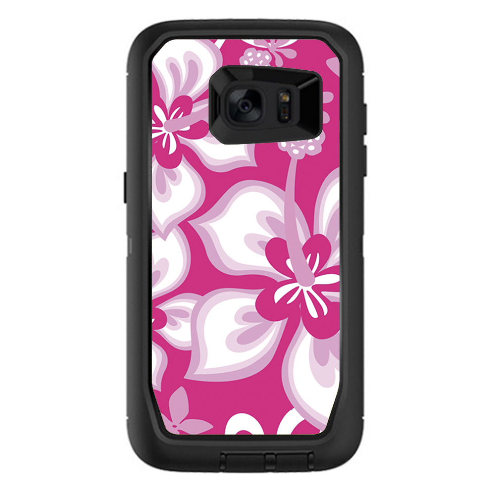  Hibiscus Tropical Flowers Pink Otterbox Defender Samsung Galaxy S7 Edge Skin
