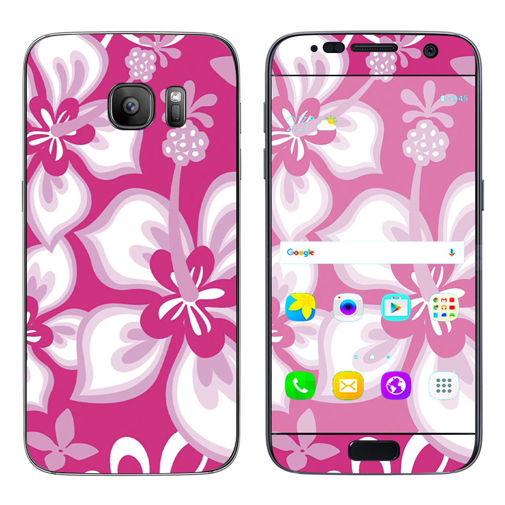  Hibiscus Tropical Flowers Pink Samsung Galaxy S7 Skin