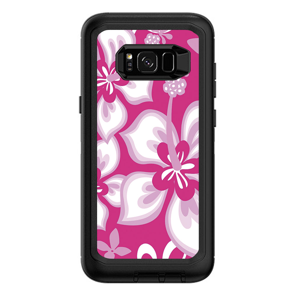  Hibiscus Tropical Flowers Pink Otterbox Defender Samsung Galaxy S8 Plus Skin