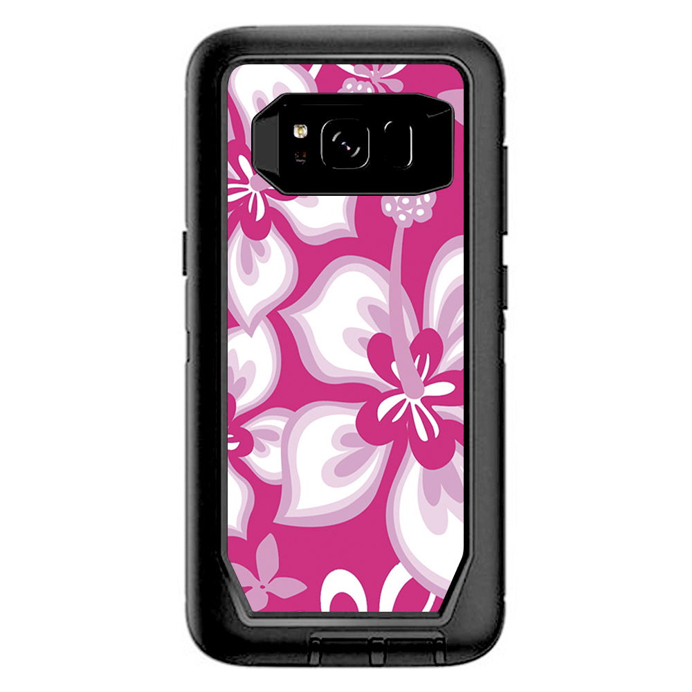 Hibiscus Tropical Flowers Pink Otterbox Defender Samsung Galaxy S8 Skin