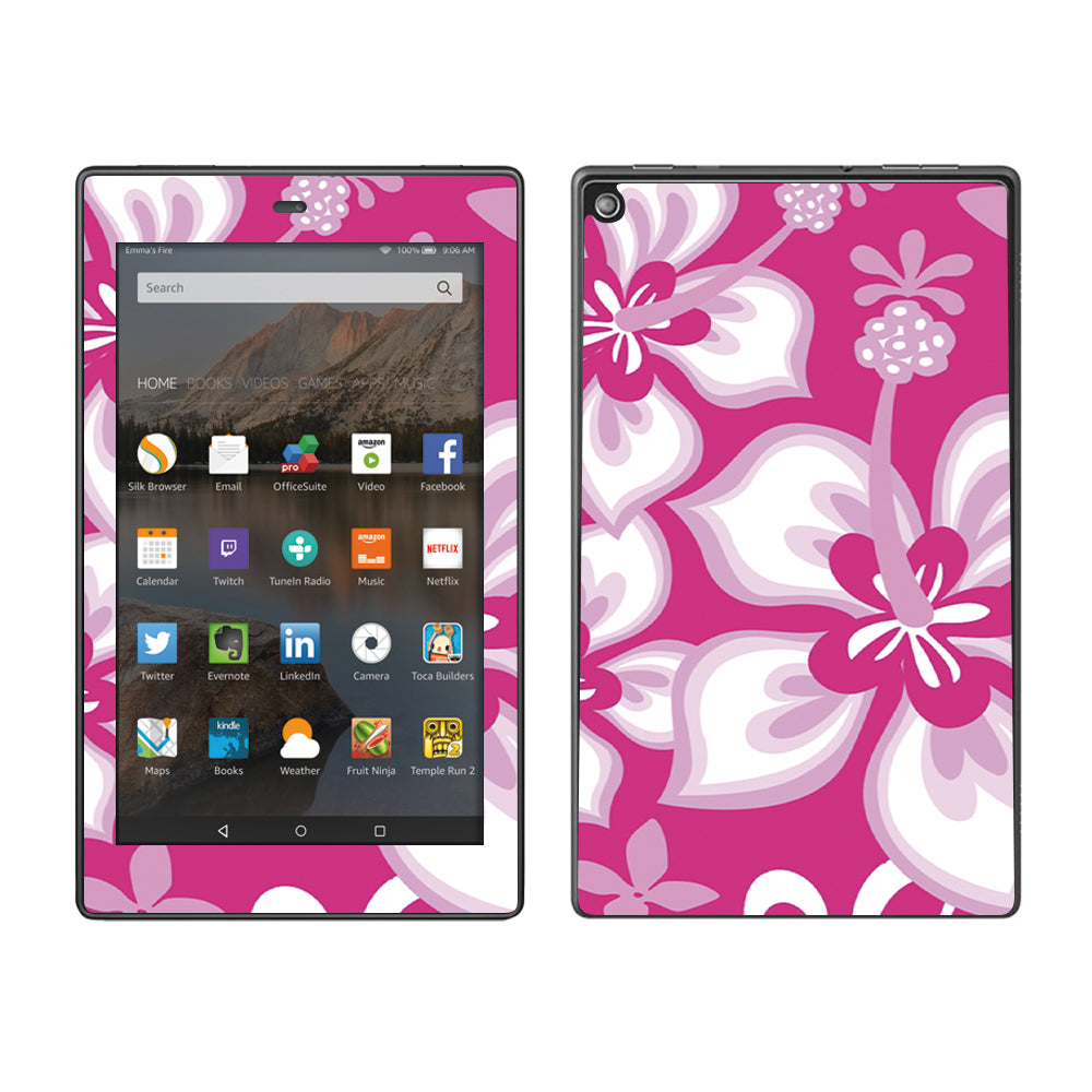  Hibiscus Tropical Flowers Pink Amazon Fire HD 8 Skin