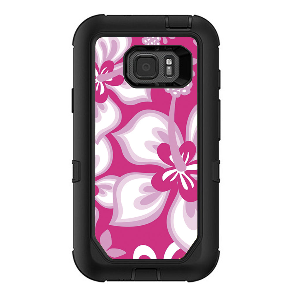 Hibiscus Tropical Flowers Pink Otterbox Defender Samsung Galaxy S7 Active Skin
