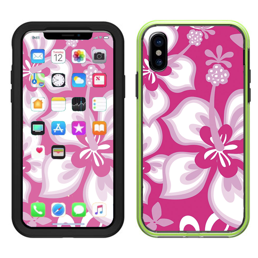  Hibiscus Tropical Flowers Pink Lifeproof Slam Case iPhone X Skin