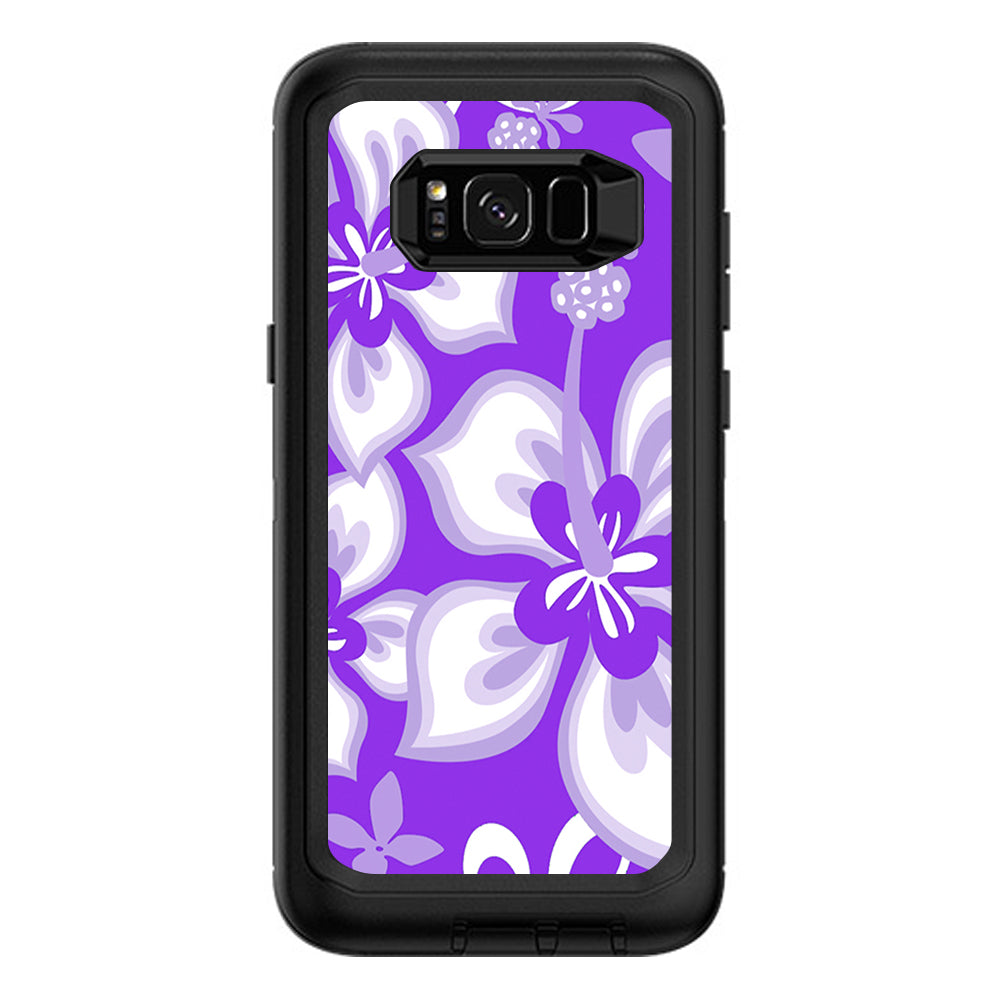  Hibiscus Hawaiian Flowers  Purple Otterbox Defender Samsung Galaxy S8 Plus Skin