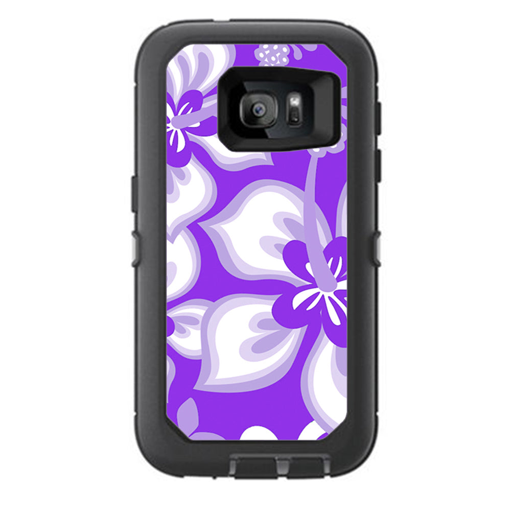  Hibiscus Hawaiian Flowers  Purple Otterbox Defender Samsung Galaxy S7 Skin